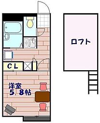 レオパレスＦ＆Ｔ　I 1階1Kの間取り