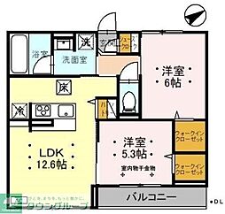 JR埼京線 武蔵浦和駅 徒歩10分の賃貸アパート 1階2LDKの間取り