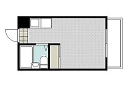 JR埼京線 中浦和駅 徒歩5分の賃貸マンション 1階ワンルームの間取り