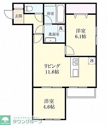 川口市戸塚東1丁目アパート 2LDKの間取図画像
