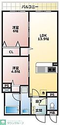 WSRESIDENCE 2LDKの間取図画像