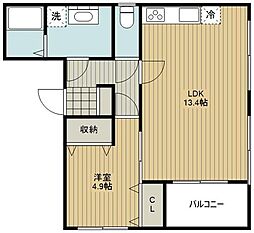 中仙道ハイツ 1LDKの間取図画像
