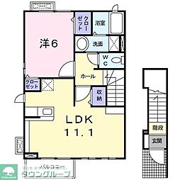 センターフィールズC 1LDKの間取図画像
