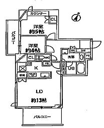 ドゥーエ大宮 2LDKの間取図画像
