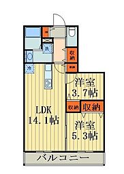 CASA GRACE 2LDKの間取図画像