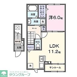 デフィ東川口 1LDKの間取図画像