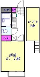 レオパレスウィスタリア 1Kの間取図画像