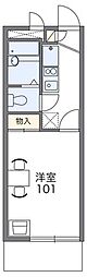 レオパレスツインハイツB 1Kの間取図画像
