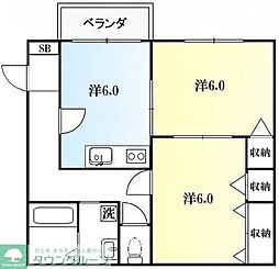 タウンハウス・メイナ 2DKの間取図画像