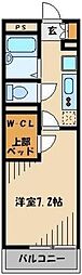 レオパレスリバーパーク 1Kの間取図画像