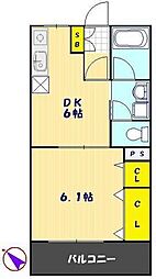 ポローニア北戸田 1DKの間取図画像