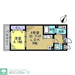 草加市谷塚町アパート 1LDKの間取図画像