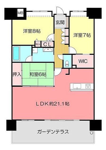 3LDK 建物:100.18m2