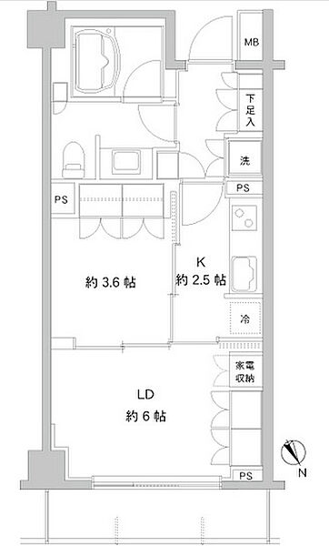 パークホームズ六本木乃木坂アーバンレジデンス 412｜東京都港区六本木7丁目(賃貸マンション1LDK・4階・35.19㎡)の写真 その2