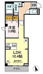 名古屋市営名城線 東別院駅 徒歩9分の賃貸マンション 1階1LDKの間取り