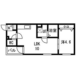 名鉄名古屋本線 栄生駅 徒歩6分の賃貸アパート 1階1LDKの間取り