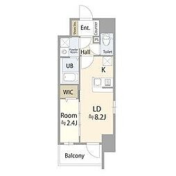 JR東海道本線 金山駅 徒歩3分の賃貸マンション 12階1LDKの間取り