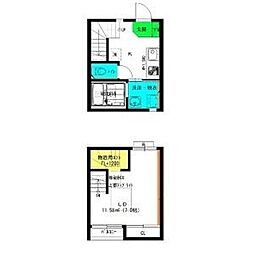 名鉄名古屋本線 東枇杷島駅 徒歩3分の賃貸アパート 1階ワンルームの間取り