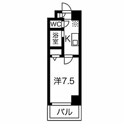 名古屋市営名港線 日比野駅 徒歩6分の賃貸マンション 2階1Kの間取り