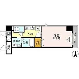 ウイステリア名城 3階1Kの間取り