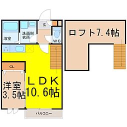 Patina中村公園II 2階1SLDKの間取り
