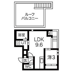 GRANDTIC名駅南 2階1LDKの間取り