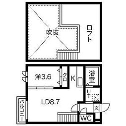 Ampio日比野弐番館 2階1SLDKの間取り