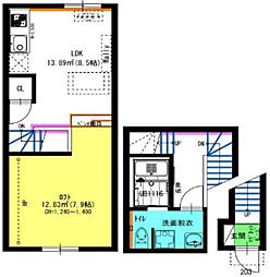 Blanc Rouge 2階1SKの間取り