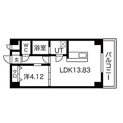 GRANDUKE千代田regaria 12階1LDKの間取り