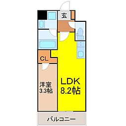 S-RESIDENCE烏森aureate(オリート) 1LDKの間取図画像
