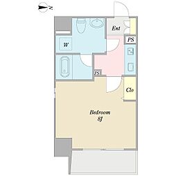 アクアヒルズ 8階1Kの間取り