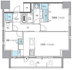 ザ・レジデンスパーク栄 11階2LDKの間取り