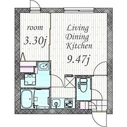 quador川名 4階1LDKの間取り