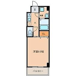 サン笠取 1Kの間取図画像