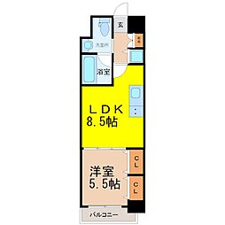 プラウランド堀田 1LDKの間取図画像