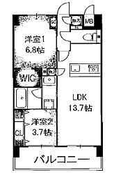 桜山カーザ 2LDKの間取図画像
