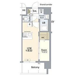 エスプレイス名古屋神宮 1LDKの間取図画像