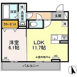 ラ・ペルシュ 1LDKの間取図画像