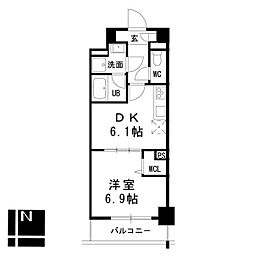 プレスティ則武 1DKの間取図画像