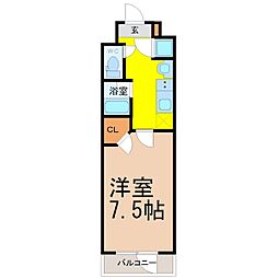 ベルファース川原通 1Kの間取図画像