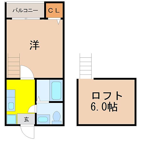 画像2:1SK　洋室6帖　ロフト6帖