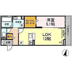 メゾン如庵 1LDKの間取図画像