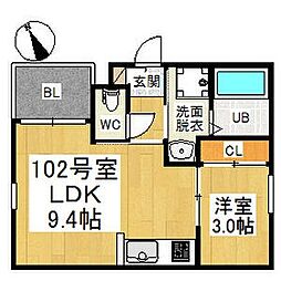REGALEST要 1LDKの間取図画像