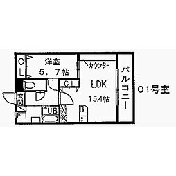 パセオ吹上 1LDKの間取図画像