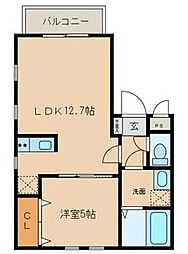 メイプル 1LDKの間取図画像