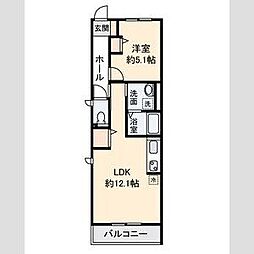 ツリーハイム 1LDKの間取図画像