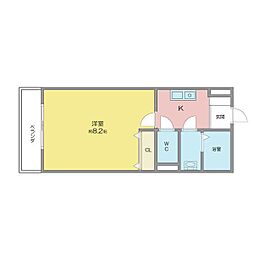 名古屋市営名港線 日比野駅 徒歩7分の賃貸マンション 3階1Kの間取り