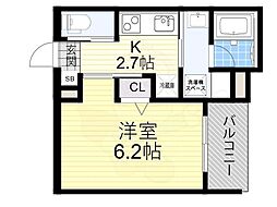 明石市魚住町西岡アパート 1Kの間取図画像
