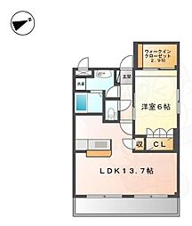 ウエストヒルズ弐番館 1LDKの間取図画像