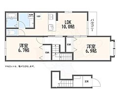 カイFromゼファー 2LDKの間取図画像